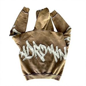 Sudadera con Capucha de Felpa 100% Algodón, Gruesa, Antipilling, con Diseño Invernal Bordado, Cómoda, Estilo Urbano Vintage - Product Image 3