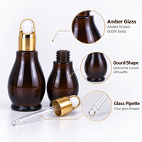 Flacon compte-gouttes en verre ambré personnalisé en forme de gourde 10ml 20ml 30ml 50ml 100ml pour huiles essentielles, parfums et cosmétiques
