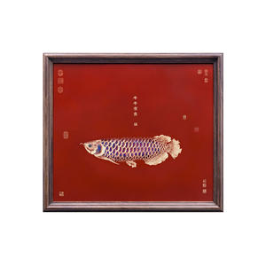 Art mural en laiton Arowana doré, minimaliste et grand, décoration porte-bonheur pour salon et chambre à coucher, fusion de style américain et <span class=keywords><strong>chinois</strong></span> - Product Image 1