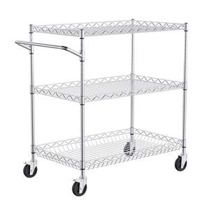 Carrito utilitario rodante DB de 3 niveles con capacidad de 661 libras, 6 ganchos y ruedas, 30 "x 18" x 32,4" - Product Image 1