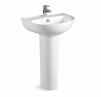 Bassin sanitaire en céramique de lavabo de piédestal de support de plancher d'articles de couleur blanche Offre Spéciale