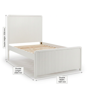 Minimalist White/Black Double Size <b>Bed</b> <b>Frame</b> - Wooden <b>Platform</b> <b>Bed</b> With Panel Design - Product Image 1