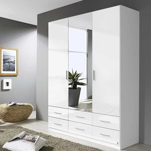 <span class=keywords><strong>Armoire</strong></span> moderne convertible pour chambre à coucher, petite, en <span class=keywords><strong>pin</strong></span> foncé, avec miroir et portes coulissantes - Product Image 2