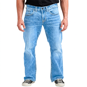 Men's <b>Spring</b> Vintage Washed Bootcut Denim Jeans-Regular Fit Streetwear Hip Hop Knitted Breathable Long Pants - Product Image 5