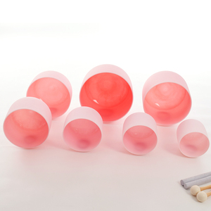 Ensemble de bols chantants Cristal 6-12 pouces Bols en cristal à son de guérison rose Thérapie par le son Yoga Meditacion Autres produits en quartz - Product Image 1