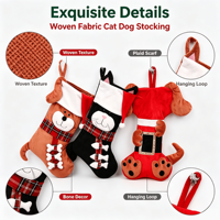 Décorations de Noël écologiques, douces et modernes, tissées, en forme d'animaux (chats, chiens), chaussettes, pendentifs d'arbre, sacs à bonbons, pour vitrine