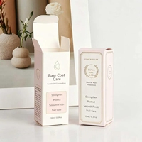 Boîte d'emballage personnalisée avec logo, à couvercle rabattable, pour flacon de soin des ongles à finition lisse, avec icônes de lignes simples