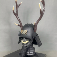 Casque de samouraï en métal Kabuto, design imitant les bois de cerf, avec masque Menpo, taille adulte, pour fêtes à thème et expositions