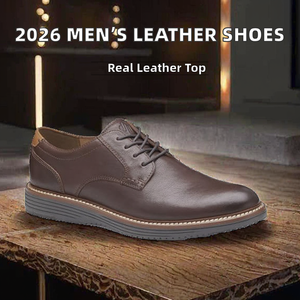 2026 New Large-sized Men's Lace-up <b>Pointed</b> Casual Leather Shoes Spring Summer Autumn Fashionable Comfortable Pure Rubber - Product Image 2