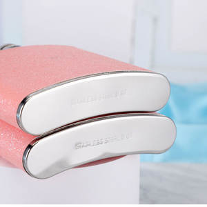 Mini flasque enveloppée de cuir brillant rose pour femmes 18/8 acier inoxydable 304 matériau PU scintillant pour vin whisky Brandy <span class=keywords><strong>Vodka</strong></span> - Product Image 4