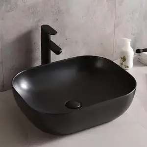 Lavabo de comptoir de salle de bains européen Lavabo d'art mat moderne Comptoir en céramique Lavabo de salle de bains carré mat