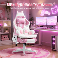 Chaise de jeu OEM avec oreilles de chat, style course, chaise de gamer à roulettes, chaise de bureau pour ordinateur