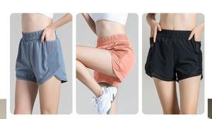 <b>Women's</b> High-Waist Sports Shorts With Mesh Split False Two Piece Loose Anti-Light Running Fitness <b>Pants</b> <b>Yoga</b> Pockets - Product Image 6