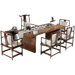 Mới của Trung Quốc rắn gỗ Bàn trà log hiện đại bàn trà và Ghế kết hợp