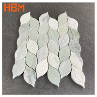 HBMHOME Carreaux de mosaïque en marbre modernes pour sol et mur, motif feuille de perle verte, parquet pour mur intérieur, crédence de cuisine, villa