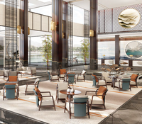 Table et chaises rondes en bois modernes pour restaurant, hôtel, café, à utiliser dans la salle d'entrée, la réception et la salle de thé