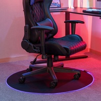 MP06-11 tapis de chaise de jeu arrondi avec bande lumineuse RGB pour plancher en bois dur 39 pouces tapis de bureau rond pour ordinateur de jeu