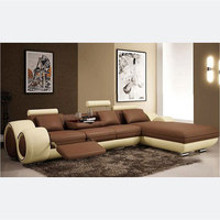 Canapé d'angle en cuir véritable, modulable et fonctionnel, design créatif, mobilier de luxe confortable