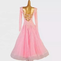 Robe de danse latine moderne rose, jupe standard à volants, strass, costume de compétition de danse sociale, soie/coton, nouvelle collection pour femmes Q238