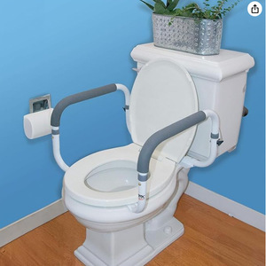 Barra de seguridad para inodoro Huahu con soporte elevado para asiento, soporta hasta 300 libras, para asistencia en el baño para personas mayores - Product Image 4