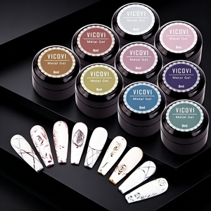 Gel de peinture à ongles métallique 9 couleurs, effet miroir haute brillance, imperméable, gel liner argent <span class=keywords><strong>et</strong></span> or pour le dessin d'art sur ongles <span class=keywords><strong>et</strong></span> la conception de <span class=keywords><strong>manucure</strong></span> - Product Image 2