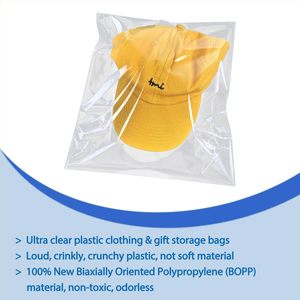 <b>Clear</b> Plastic T-Shirt <b>Bags</b> 9x12 Inch with Size Stickers 100 Pcs Disposable Packaging for Clothing Storage and Display - Product Image 6