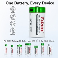 Batterie rechargeable au lithium 1,5 V type C 4500 mAh 1200 cycles pour lanterne, lampe torche, radio