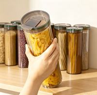 Grand récipient de stockage alimentaire transparent hermétique avec bec verseur pour spaghetti, pâtes, céréales, aliments secs, organiseur de cuisine