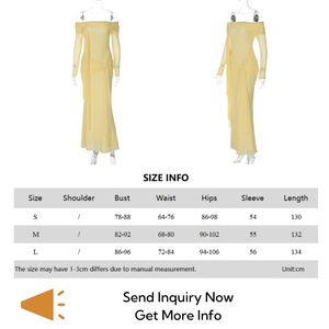 Vestido <span class=keywords><strong>Amarillo</strong></span> con Hombros Descubiertos - Elegante Vestido Largo con Pliegues y Cinta de Patchwork para Mujer, Vestido de Fiesta para Eventos Sociales, Venta al por Mayor - Product Image 3