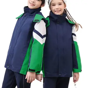 Mantel Hangat Tahan Angin Siswa Sekolah Dasar dan Menengah dan Celana Disesuaikan Pakaian Olahraga Musim Dingin Seragam Sekolah Anak-anak