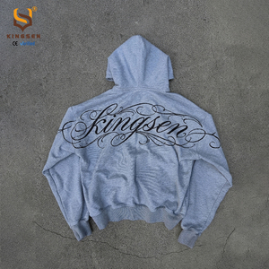 Sweat à capuche personnalisé en coton premium épais 500 g/m², imprimé graphique vintage au dos, brodé, coupe oversize pour homme - Product Image 4