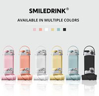 Botella de Agua de Silicona Reutilizable, Ecológica, a Prueba de Fugas, Aprobada para Uso Alimentario, para Niños, Marca Smiledrink