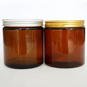 Groothandel 16Oz 8Oz 4Oz Amber Apotheker Glazen Kaars Houder Pot Bruiloft Decoratie