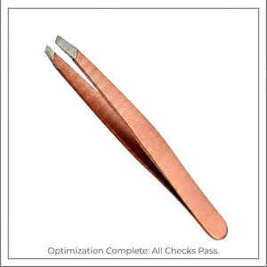 Pince à épiler Mertz Premium en acier inoxydable rose doré, à têtes inclinées de précision, avec une prise ferme pour le soin des sourcils et des cils - Product Image 1