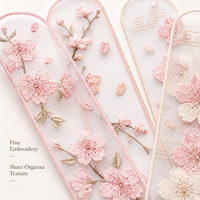 Marcadores de Libros Personalizados de Organza Bordada con Flores de Cerezo, Marcadores de Páginas Transparentes con Diseño Floral para Regalos, Venta al por Menor y Eventos