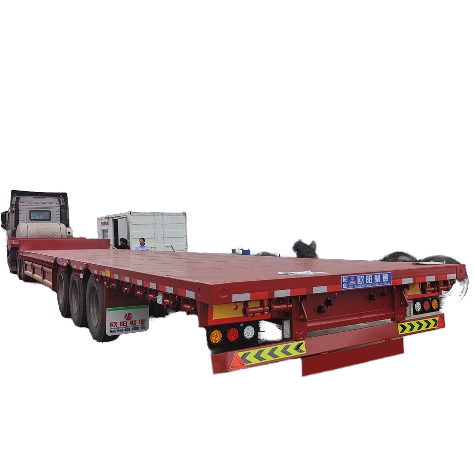 Factory Wholesale Customized 50 Ton and 80 Ton 3 Axles Low Flatbed Semi Truck Trailer Custom Commercial Truck Trailers