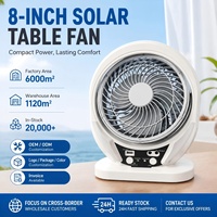 Ventilateur de bureau solaire 607, moteur en cuivre pur, fonctionnement silencieux, contrôle de vitesse par bouton, design compact de 8 pouces, utilisation en chambre, USB/DC