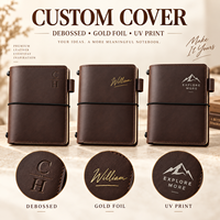 Carnet personnalisé A6 rechargeable avec couverture en cuir, monogramme personnalisé, journal de voyage avec boucle pour stylo et poches