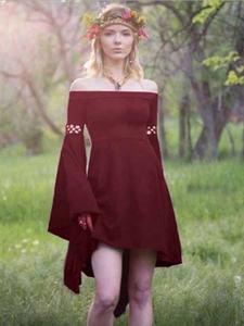 Vestidos de <span class=keywords><strong>Disfraz</strong></span> de Mujer Estilo Renacentista, Medieval y Victoriano, con Hombros Descubiertos, Manga Larga, Volantes y Corte Mini, 2026 - Product Image 4