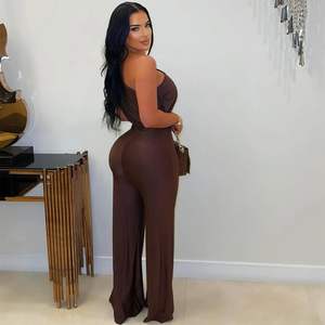 จั๊มสูทแบบไหล่เดียวสำหรับผู้หญิง รุ่นคัสตอม 2026 เอวสูง ผ้าเครป จับจีบ แต่งระบาย ชุดออกงาน แขนยาว ชุดเดรสแบบชิ้นเดียวสำหรับผู้หญิง - Product Image 2