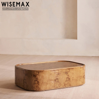 WISEMAX FURNITURE Table basse en chêne naturel personnalisée avec peau de bois ancienne de style rétro français pour salon, appartement