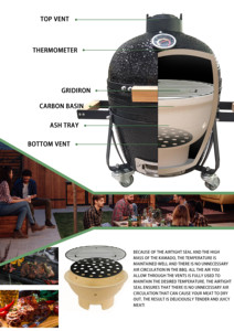 Barbecues Kamado en céramique AUPLEX Asadores Classic Green 14 pouces, pour le camping, le jardin, sans fumée, au charbon de bois. - Product Image 3