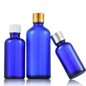 Customized High Quality 15ml 20ml 30ml Glass Blue Perfume Essential Oils <b>Bottles</b> Dropper <b>Pump</b> Sprayer Silk Screen Printed - Product Image 3