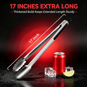 Accessoires de cuisine, outil de cuisson, pinces en acier inoxydable de 9 à 12 pouces avec embout en silicone, pinces à servir, pinces à griller, pinces à pain, petites pinces - Product Image 2
