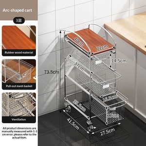 Nuovo Carrello Portaoggetti da <span class=keywords><strong>Cucina</strong></span> 2025, Scaffale Multifunzionale con Ripiani Estraibili per Frutta e Verdura in Legno - Product Image 6