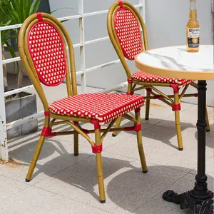 Outdoor Balcony Rattan Aluminum Chair britso chair manufacture Wood Rattan banquet restaurant mesas stackable chair sillas