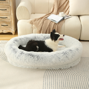 Kunst pelz Flauschig Lang Plüsch Hunde bett Maschinen wasch bar Weich Warm Ellipse Haustier bett Umwelt freundlich Bequem mit abnehmbarer Abdeckung - Product Image 5