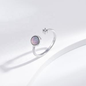 factory price plata s925 silver pearl shell adjustable ring gemstone small luxury moon <b>cat</b> Round gold plated women fashion rings - Product Image 5