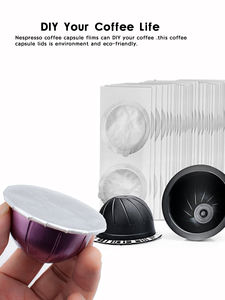 แพ็คสติกเกอร์ซีลอลูมิเนียมแบบใช้แล้วทิ้ง100สำหรับ <span class=keywords><strong>Nespresso</strong></span> <span class=keywords><strong>Vertuo</strong></span> <span class=keywords><strong>Plus</strong></span> ฝาแคปซูลแบบเติมได้เป็นมิตรกับสิ่งแวดล้อม - Product Image 5