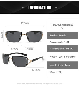 Trendy Y2K Retro Rimless Square <b>Sunglasses</b> for Men Diamond Celebrous Fashion UV400 Hot for Men Women Girls - Product Image 5